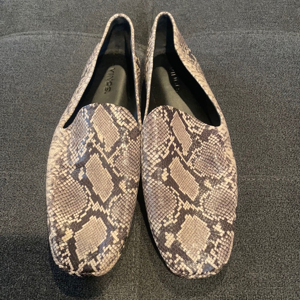 Vince snakeskin print flat loafer